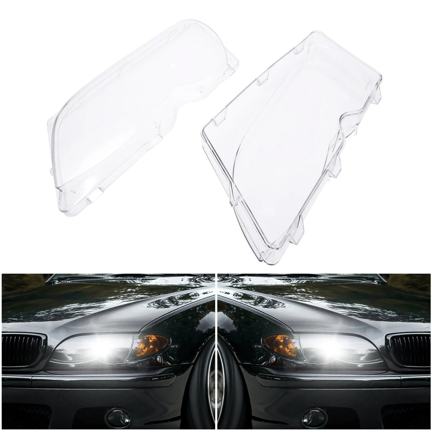 Front Headlight Lens Covers  for BMW E46 (2002-2006)