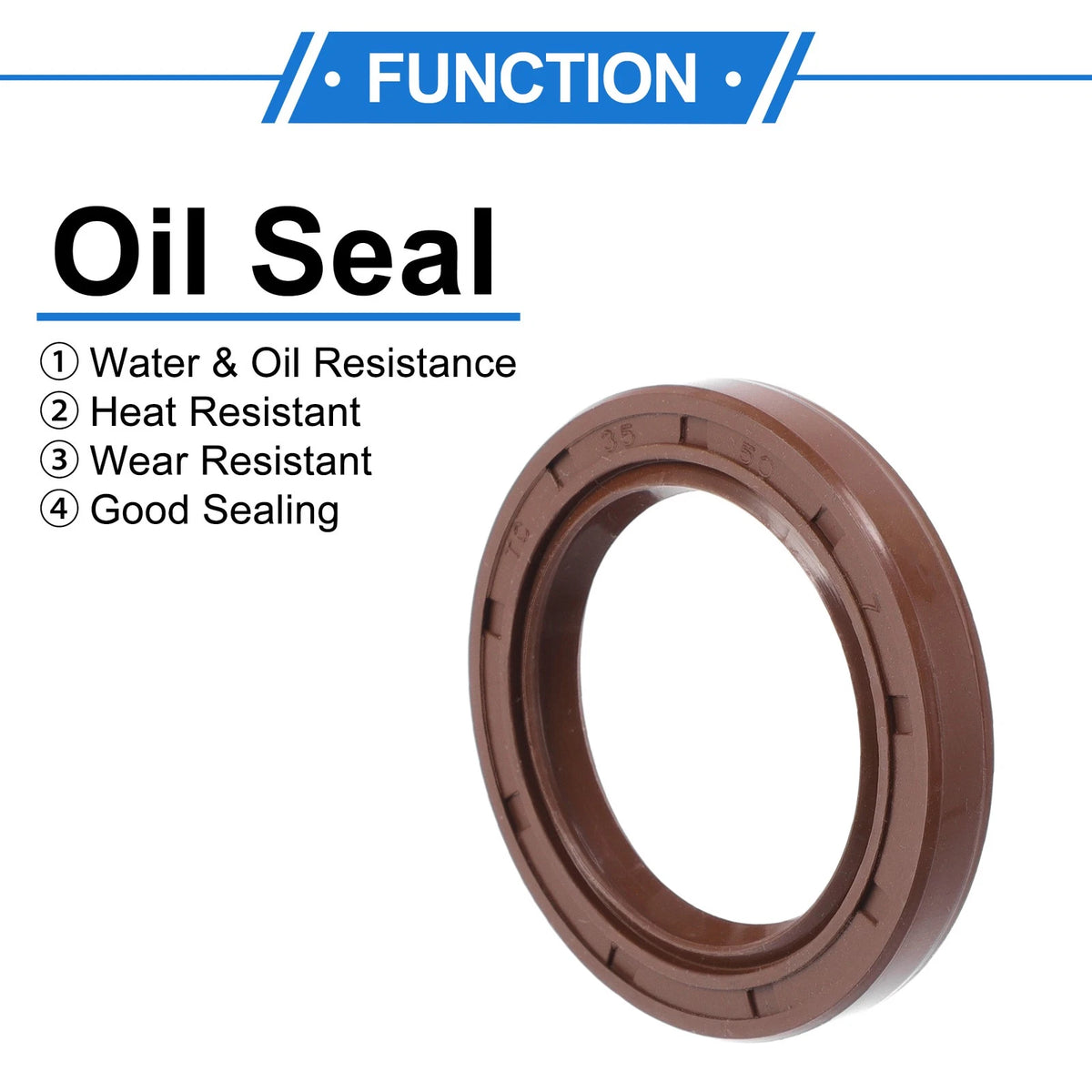 Oil Seal 35x50x7mm FKM Rubber Brown 2 x for Make Model