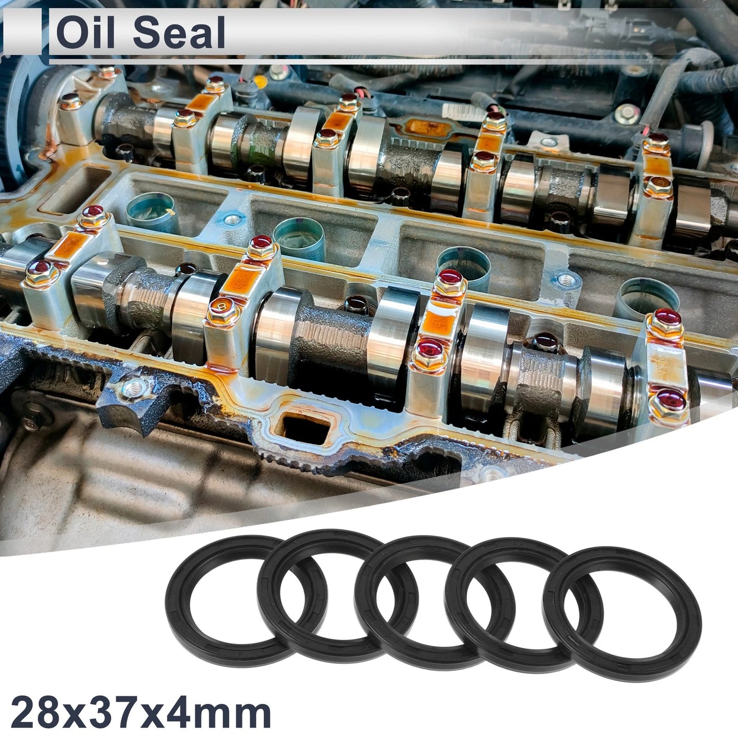 Oil Seal 28x37x4mm Rotary Shaft Seal TC Ring Nitrile Rubber Black 5 Pcs