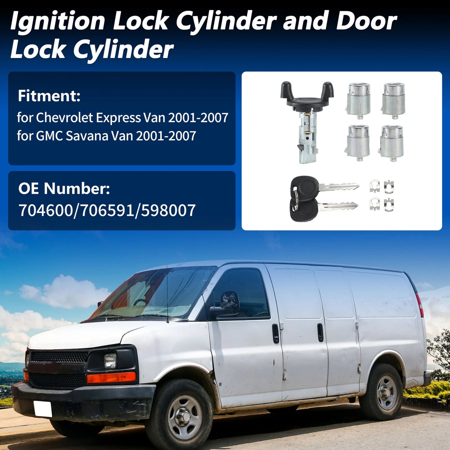Ignition Lock Cylinder and Door Lock for Chevrolet Express Van