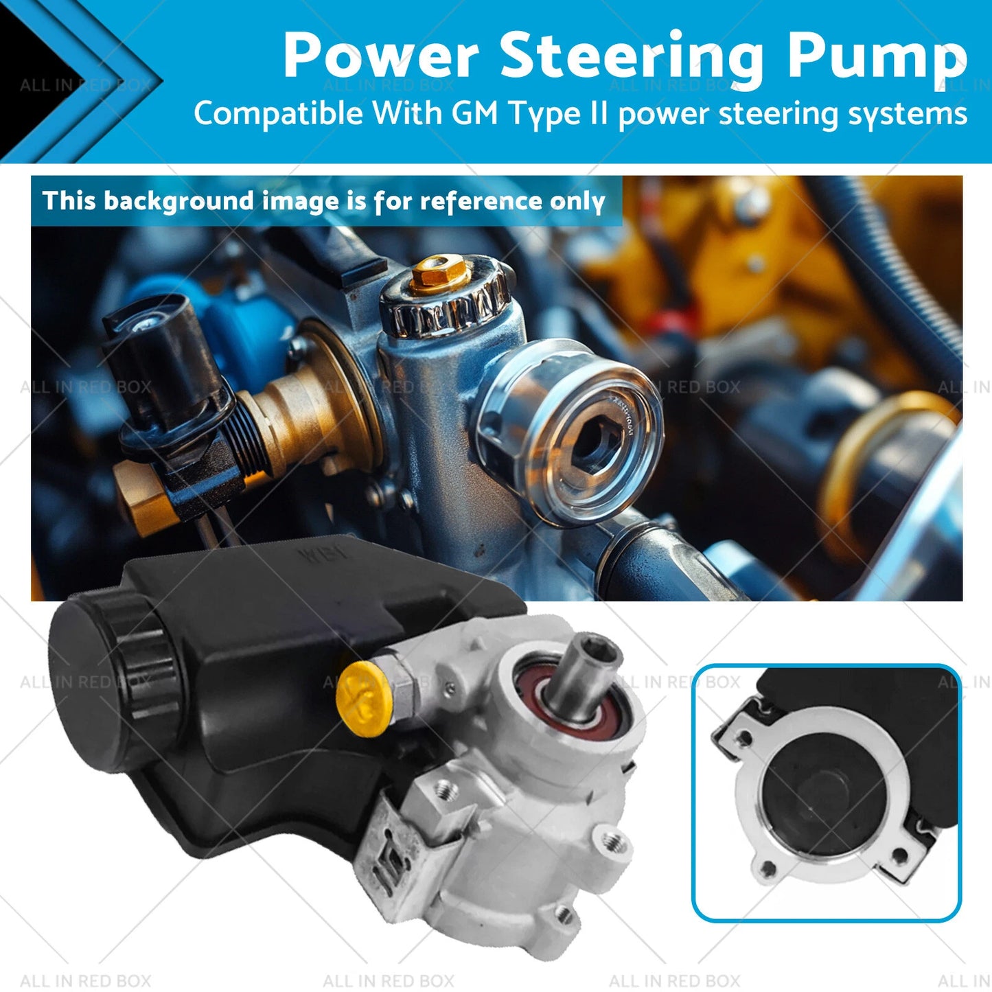 Power Steering Pump w/ Reservoir Aluminum Type II for GM (Various Years)
