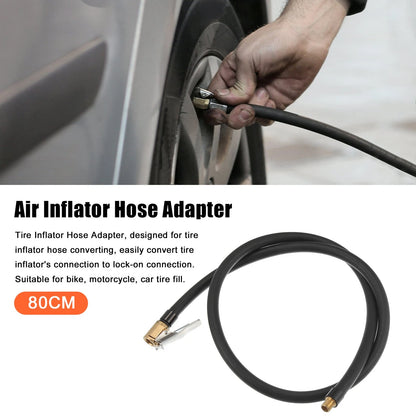 80cm Tire Inflator Pump Hose with Locking Air Chuck for Car/Motorcycle