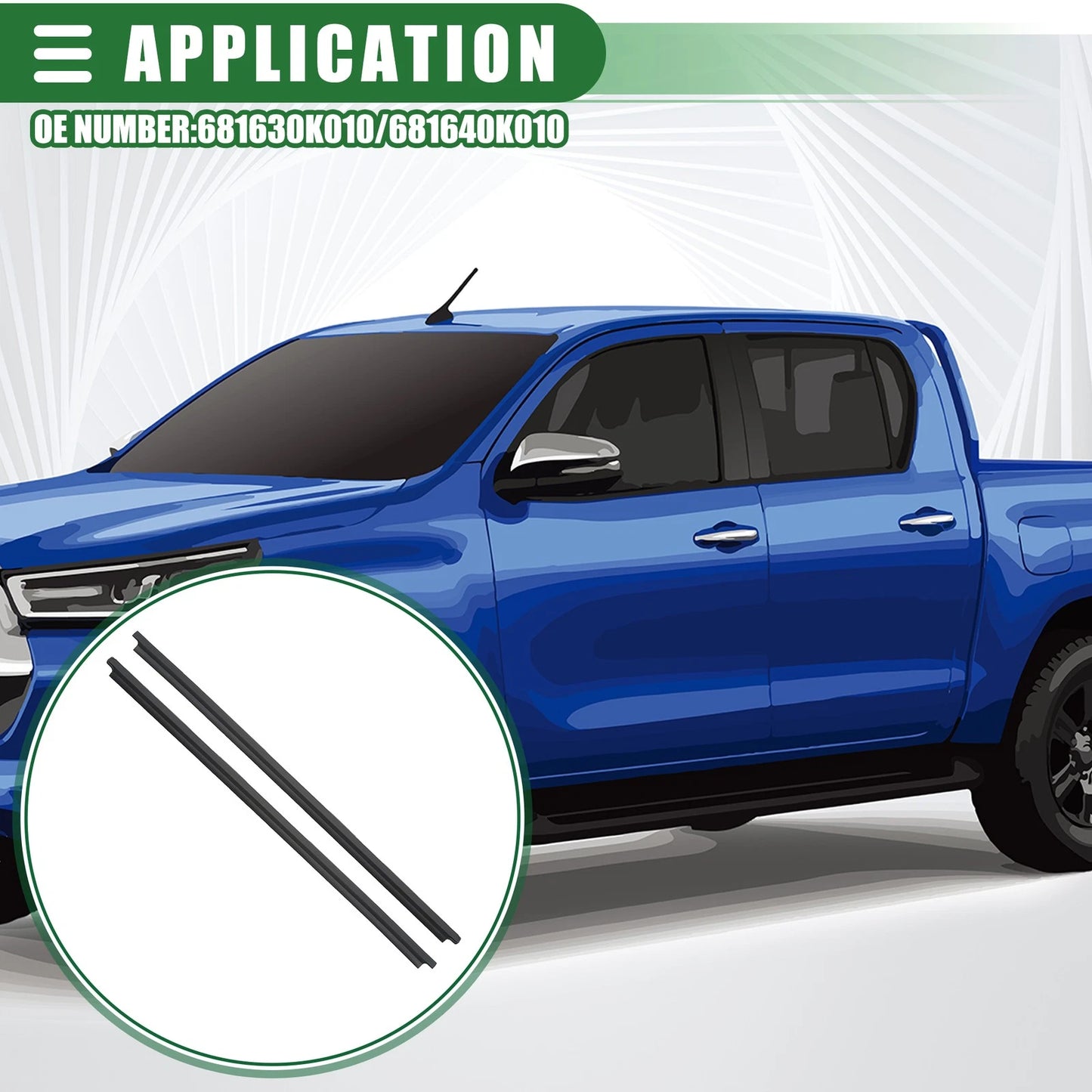 Pair Door Window Belt Weatherstrip for Toyota Hilux (2005–2014)