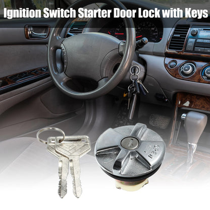 Ignition Lock Cylinder for Toyota - Metal Silver Tone Black (Fits Various Models)