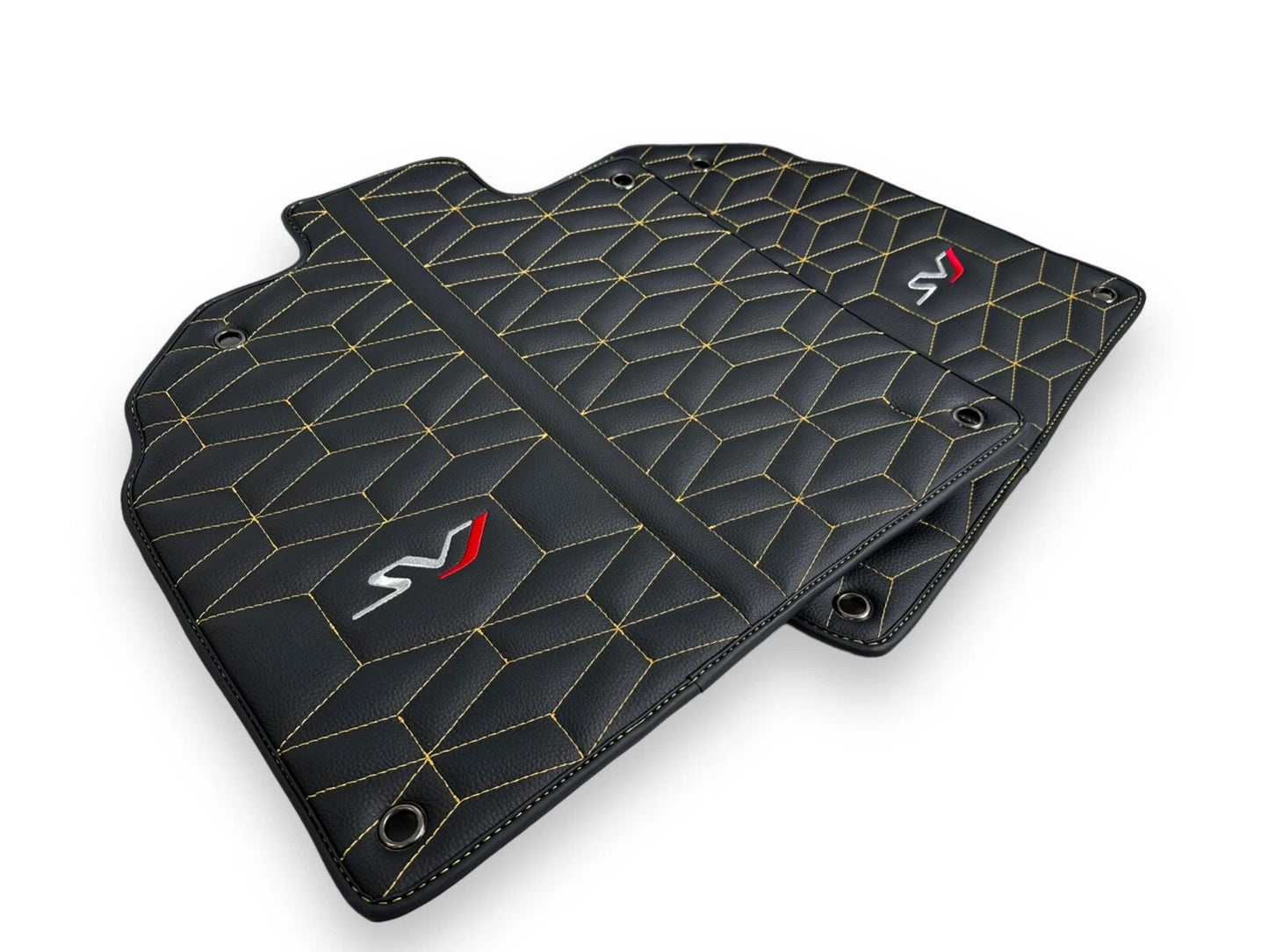 Black Leather Floor Mats for Lamborghini Aventador SVJ (2019-2023)