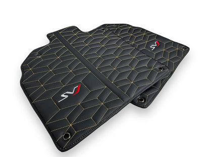 Black Leather Floor Mats for Lamborghini Aventador SVJ (2019-2023)