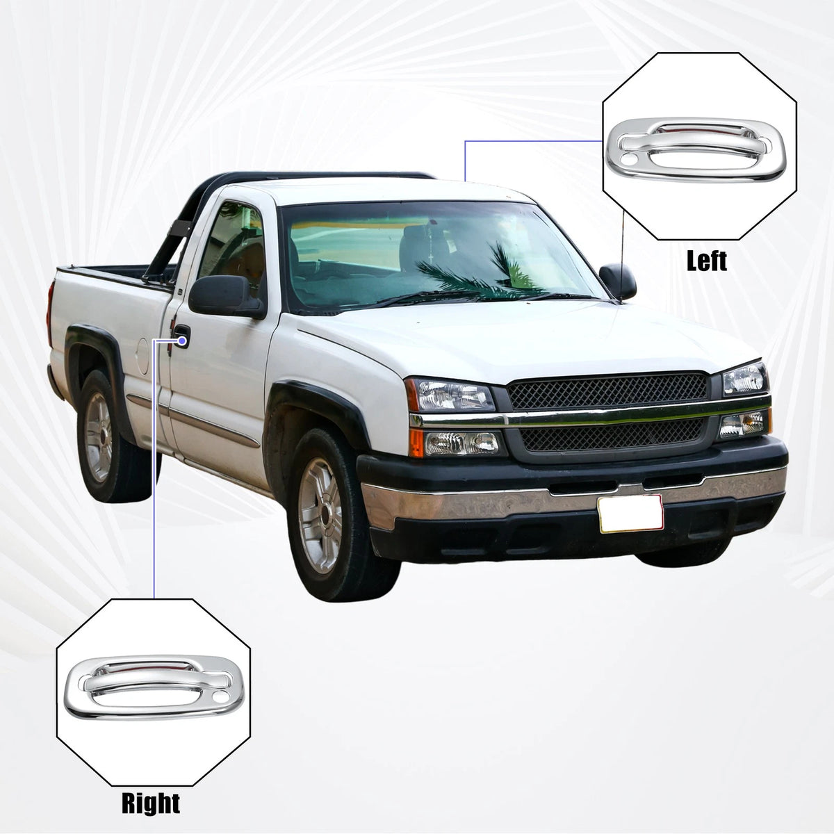 Pair Exterior Door Handle Cover  Keyhole for Chevrolet Tahoe (2000 - 2006)