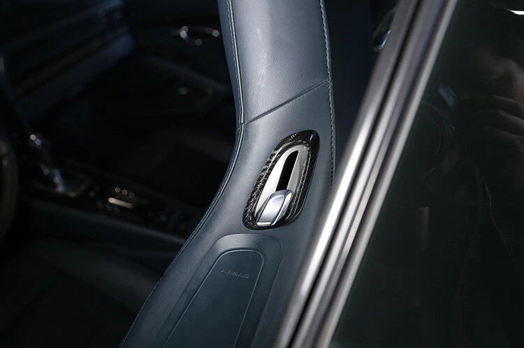 4pc Carbon Fiber Seat Adjust Button Cover Trim Fit For Porsche 718 911 2016-2020