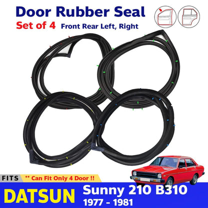 Door Rubber Weatherstrip Seal F+R 4 Pc Fits Datsun Sunny B310 4D Sedan 77-81 D11