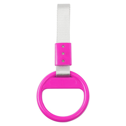 PVC Silver & Rose Red Round Ring Handle Strap for Train Bus Charm
