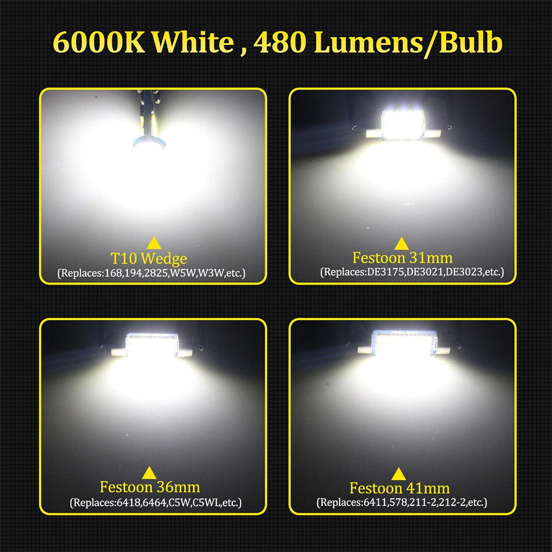 9Pc White LED Light Bulbs for 2011-2017 VW Jetta