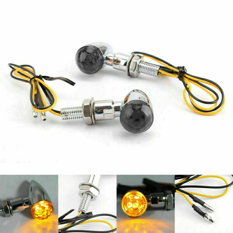 2 x Universal Motorcycle Mini Indicator Lights Smoke Lens for F3