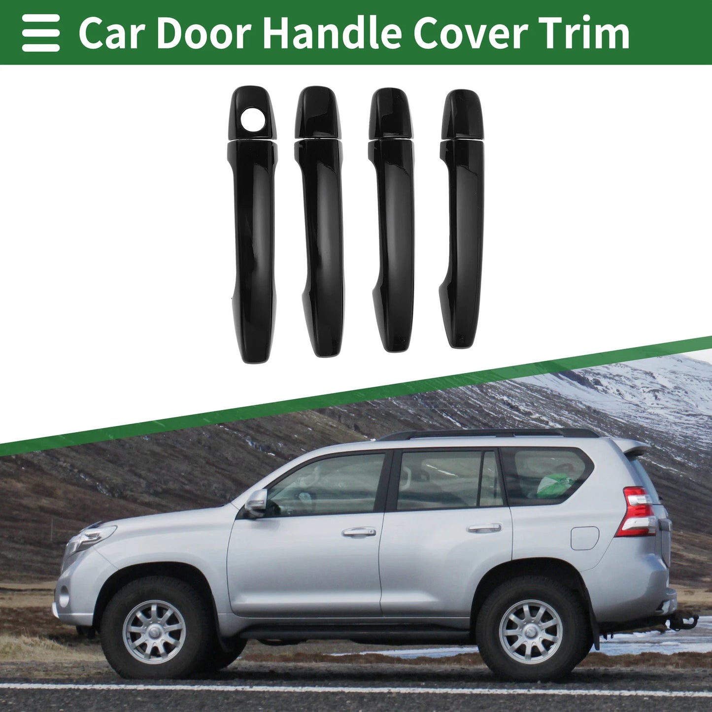 Black Door Handle Cover Trim for Toyota Prius (2010-2015)