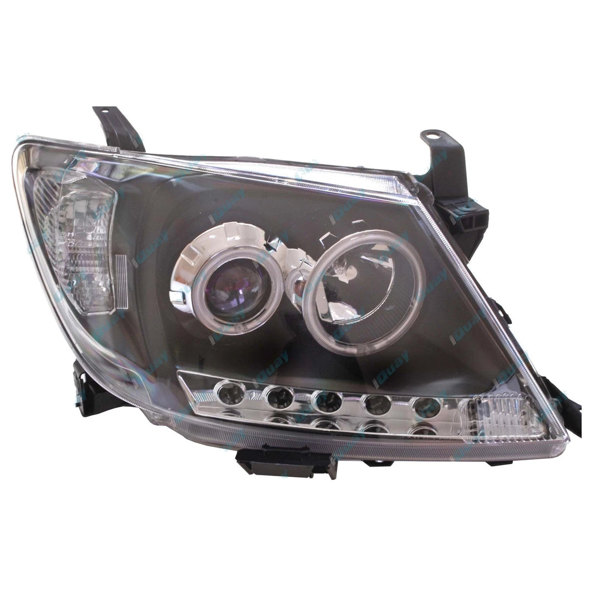 LED DRL Angel Eye Projector Headlights for Toyota Hilux 2005-2011 Black