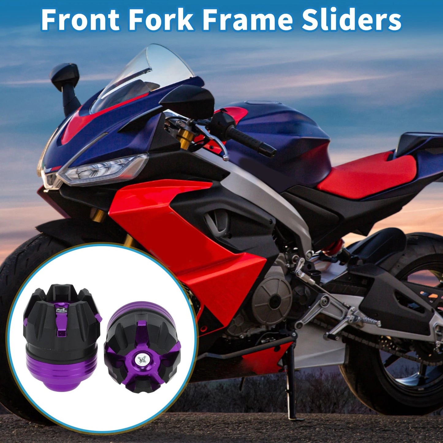 Frame Sliders / 2 Pcs / Front Fork Falling Protection Purple for Make Model