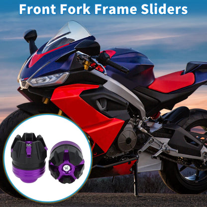 Frame Sliders / 2 Pcs / Front Fork Falling Protection Purple for Make Model