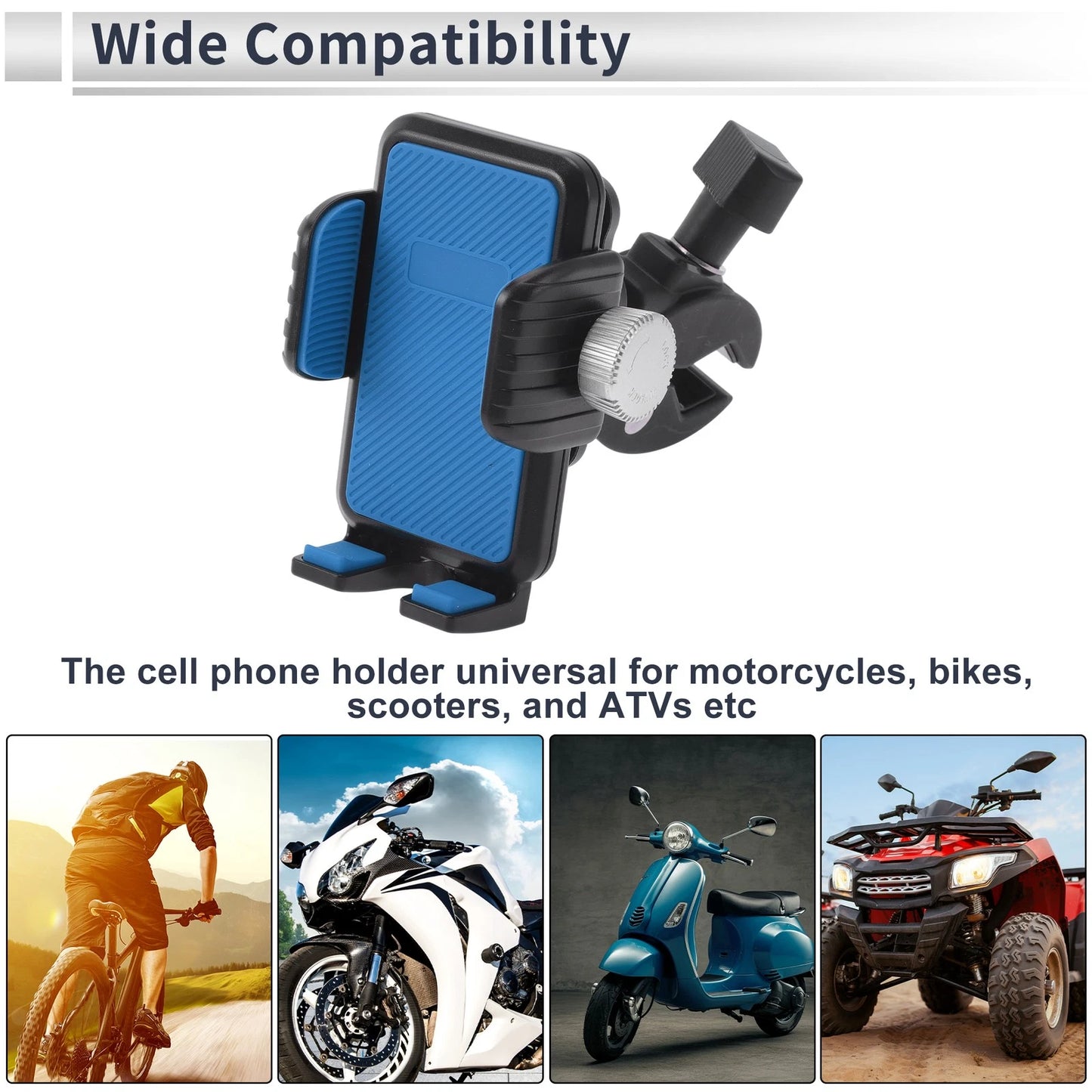 Motorcycle Phone Mount Holder 4.7-7.2 Phones Aluminum Alloy Blue for Motorcycle