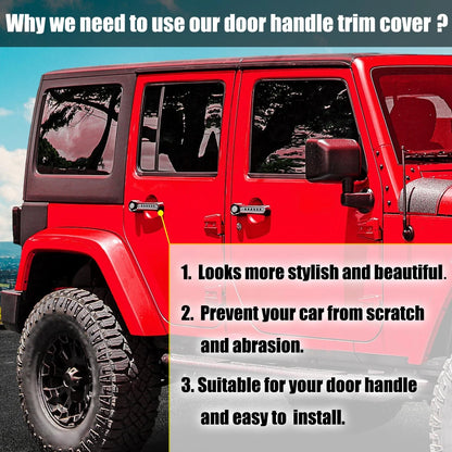 5 x Door Handle Trim Covers for Jeep Wrangler 4 Door (2007-2018) Silver Tone
