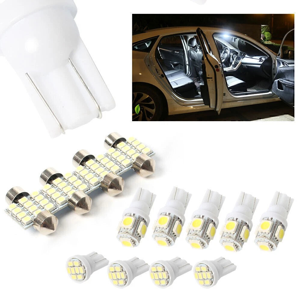 13 x Car White LED Lights for Stock Interior & Dome License Plate Lamps