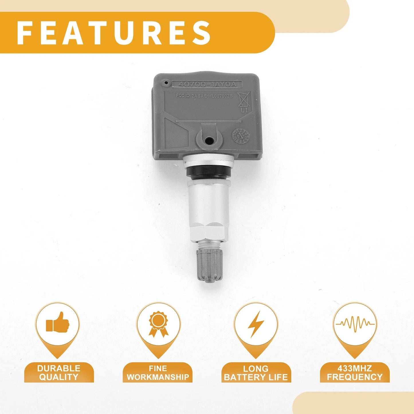 Tire Pressure Sensor 433MHz for Nissan 370Z (2012-2022) 1 x Pc