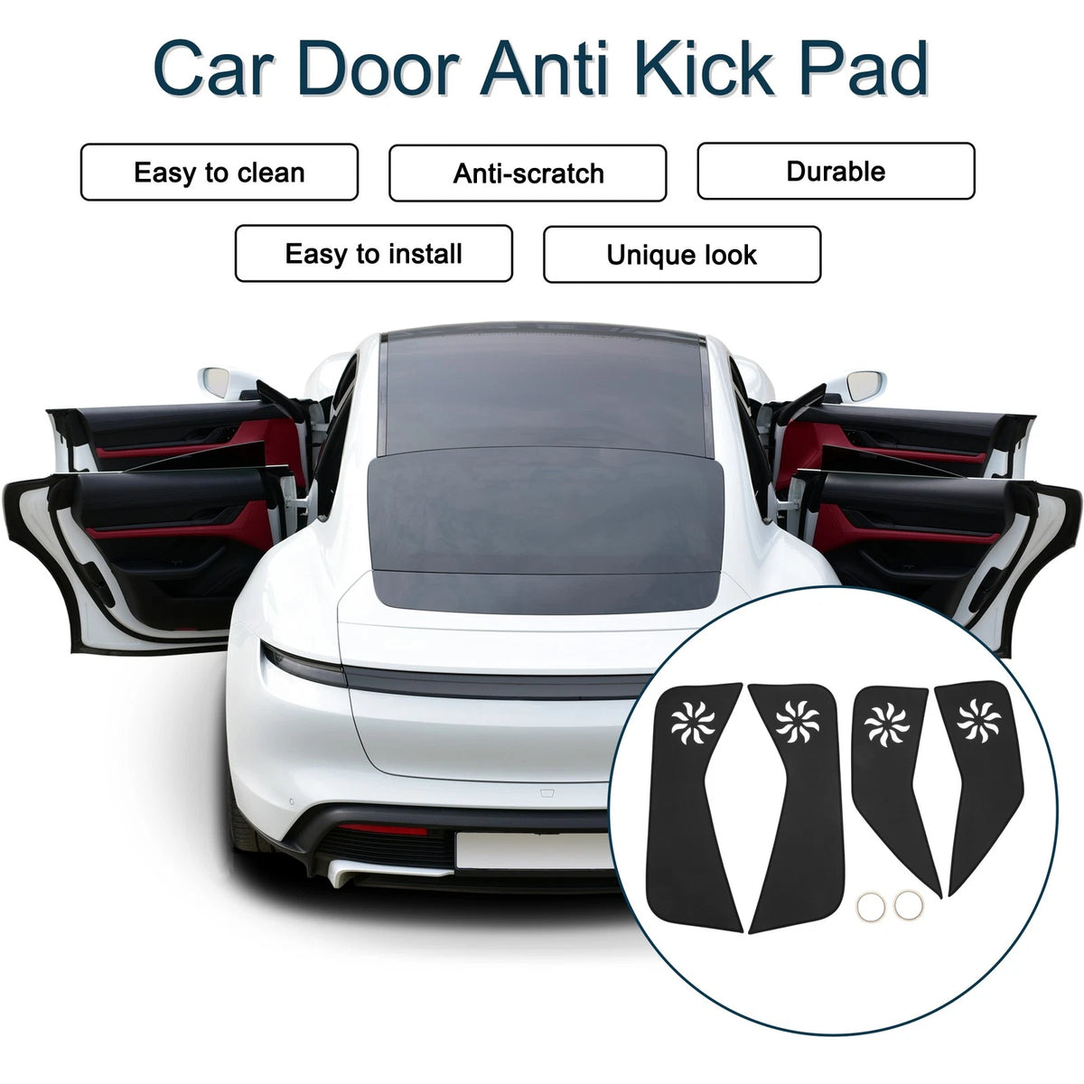 Car Door Anti Kick Pad Sticker Protector for Ford Escape (2013-2015) Black 1 Set