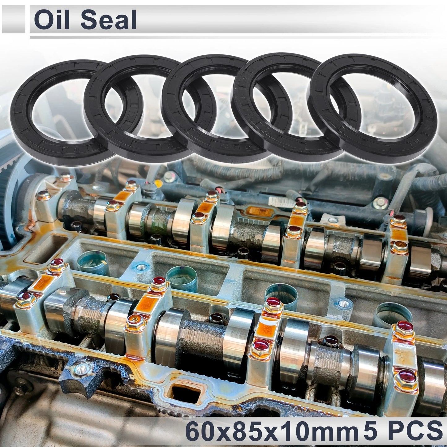 Oil Seal 60x85x10mm Black 5 Pcs