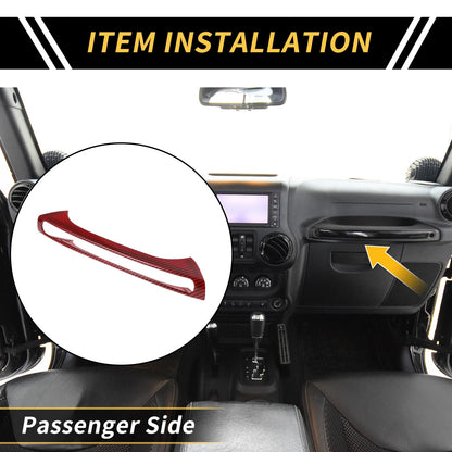 Glove Box Handle Switch Cover Trim for Jeep Wrangler JK 2007-2018 Red Carbon Fiber