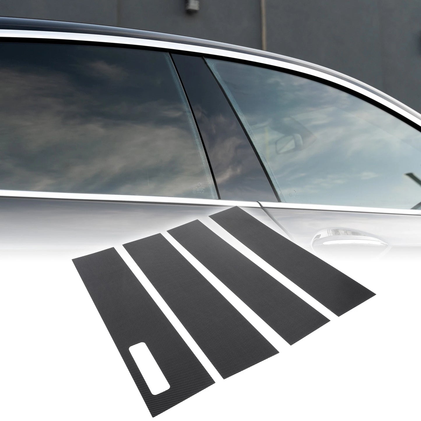 4pcs Car Pillar Window Trim Covers for Ford F-150 (2015-2021) Black Carbon Fiber