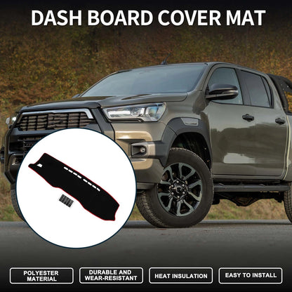Dashboard Cover Mat for Toyota Hilux (2017-2020) Black Red 1 Set