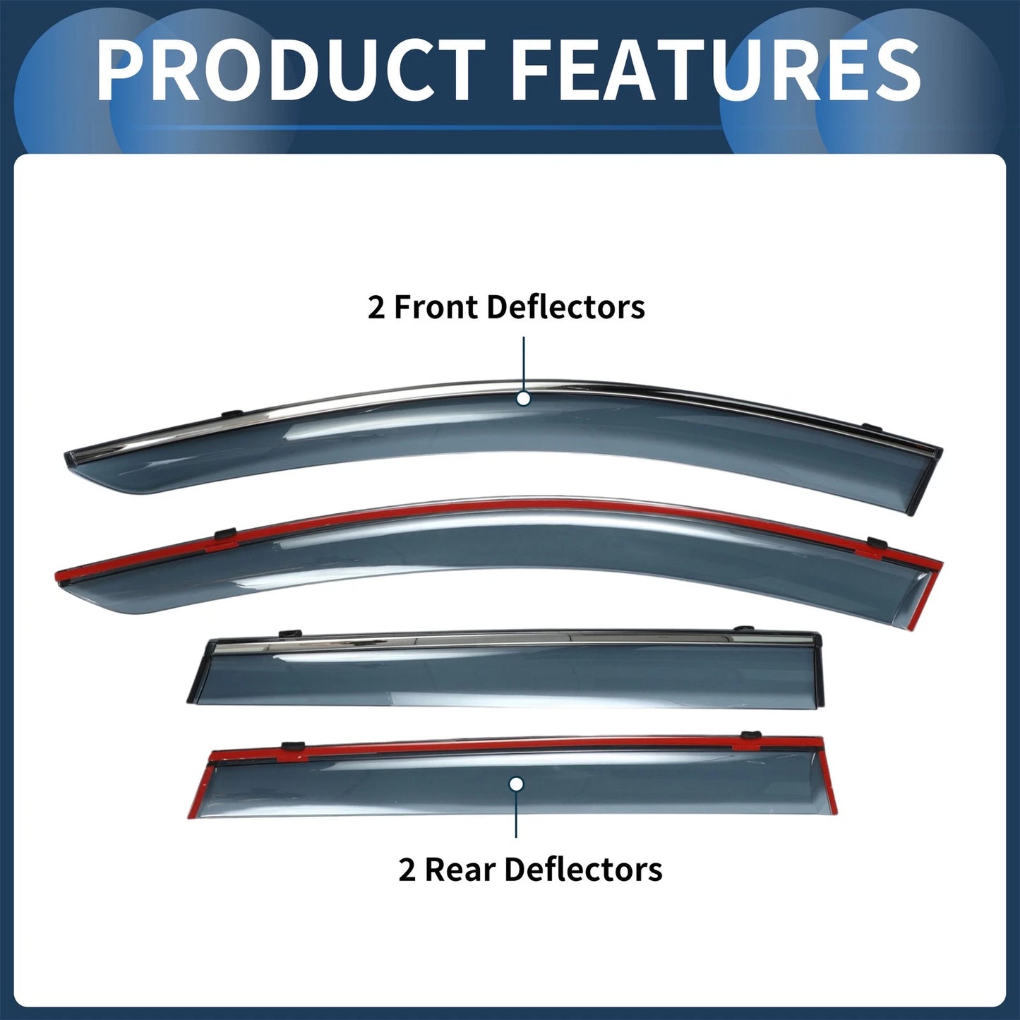 Window Deflectors for Honda CR-V 2017-2022 Side Window Vent Visor Black 1 Set