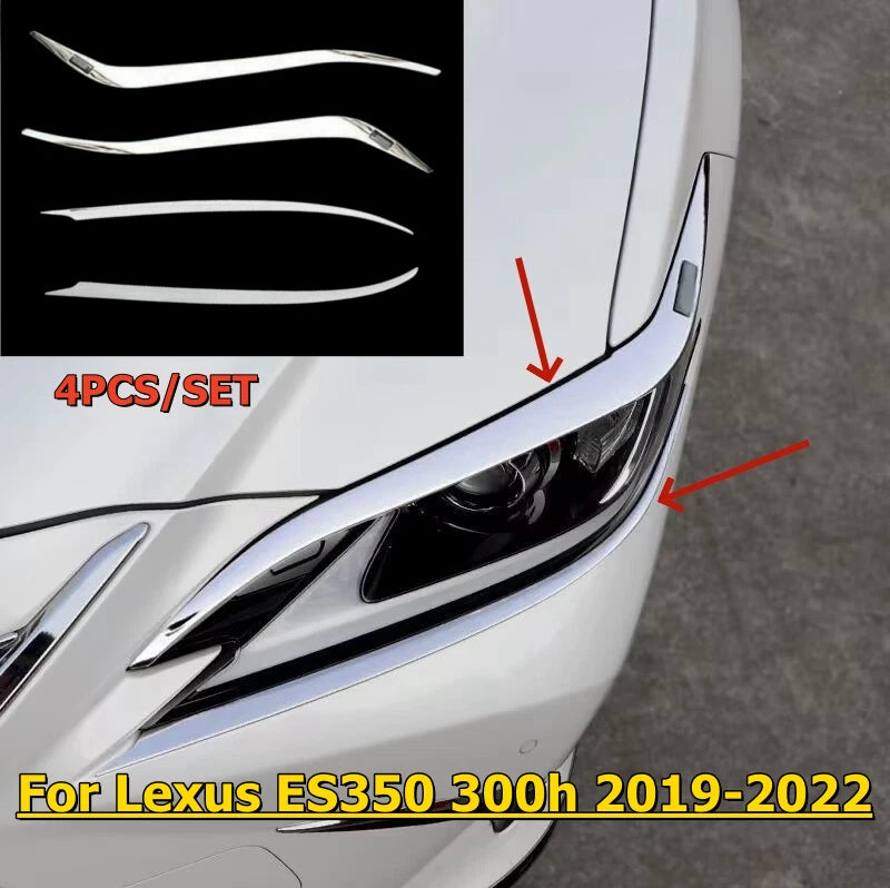 4X Chrome Headlight Eyebrow Trim Strips for Lexus ES350 300h (2019–2022)