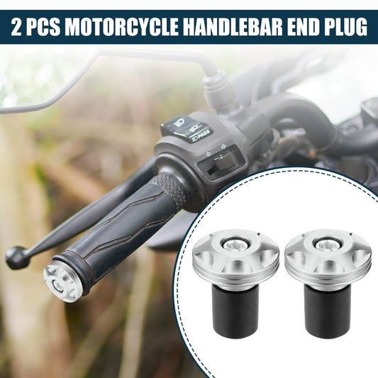 2 x Handlebar End Plug / 18-20mm 32mm OD / Al Alloy Silver Tone for Motorcycle