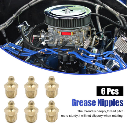 Grease Nipple Fitting 6pcs M12 x 1 Thread Brass Straight for Motorcycle Car