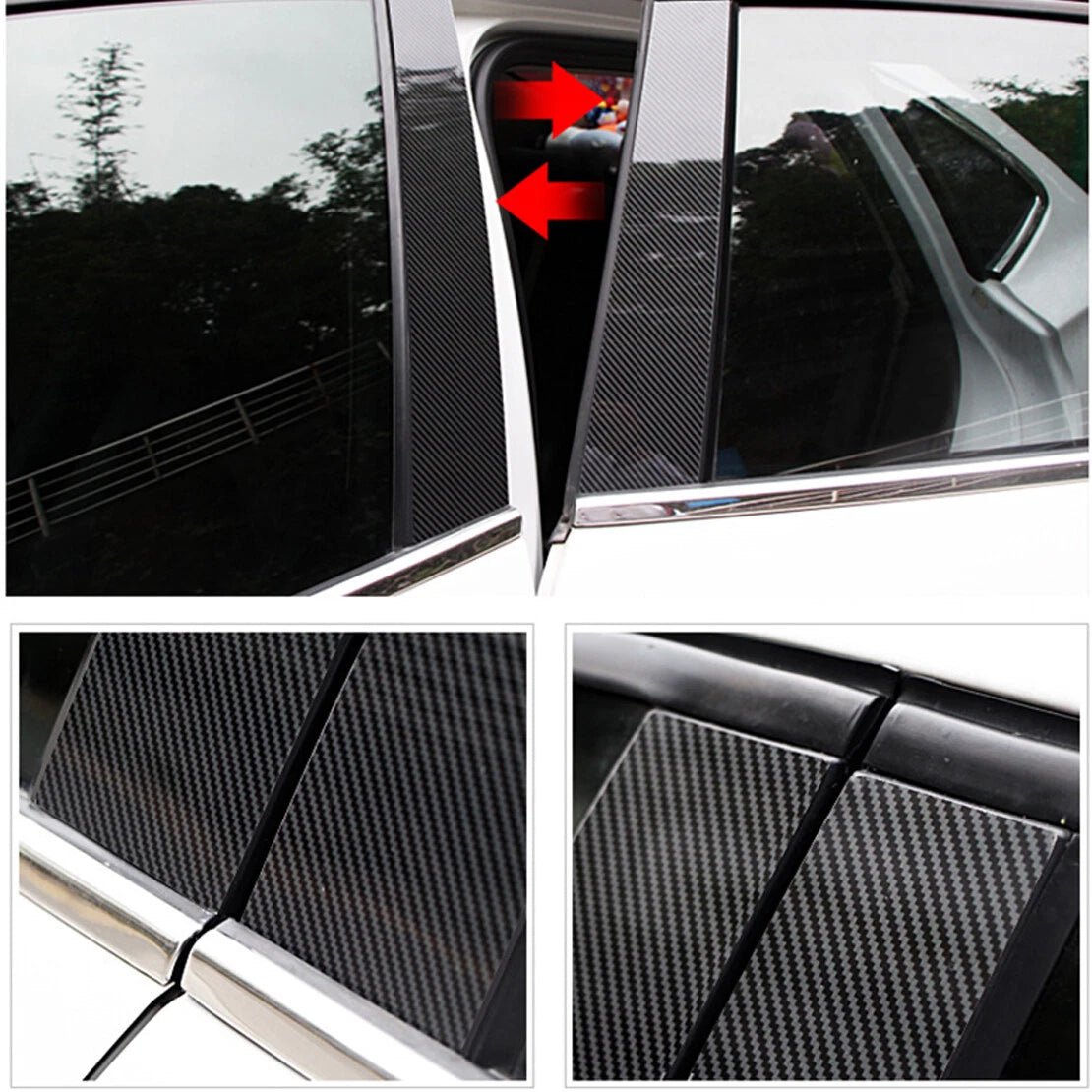 Carbon Fiber Window B Pillar Post Covers for Honda Civic (2006-2011)