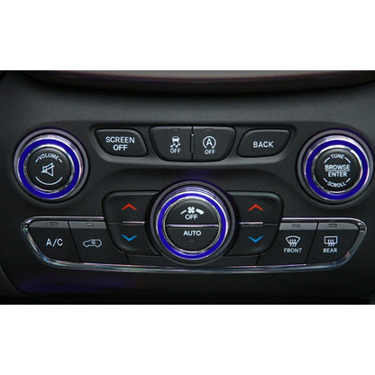 3 x Blue Air Condition Audio Switch Knob Trim Rings for Dodge Durango (2014-2019)