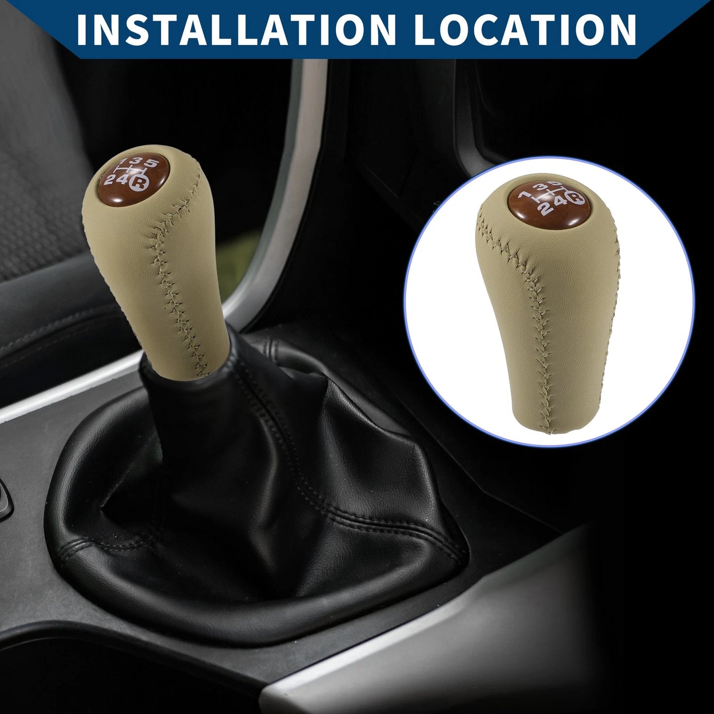 5 x Gear Shift Knob Faux Leather Brown for Toyota 4Runner (1993–2001)