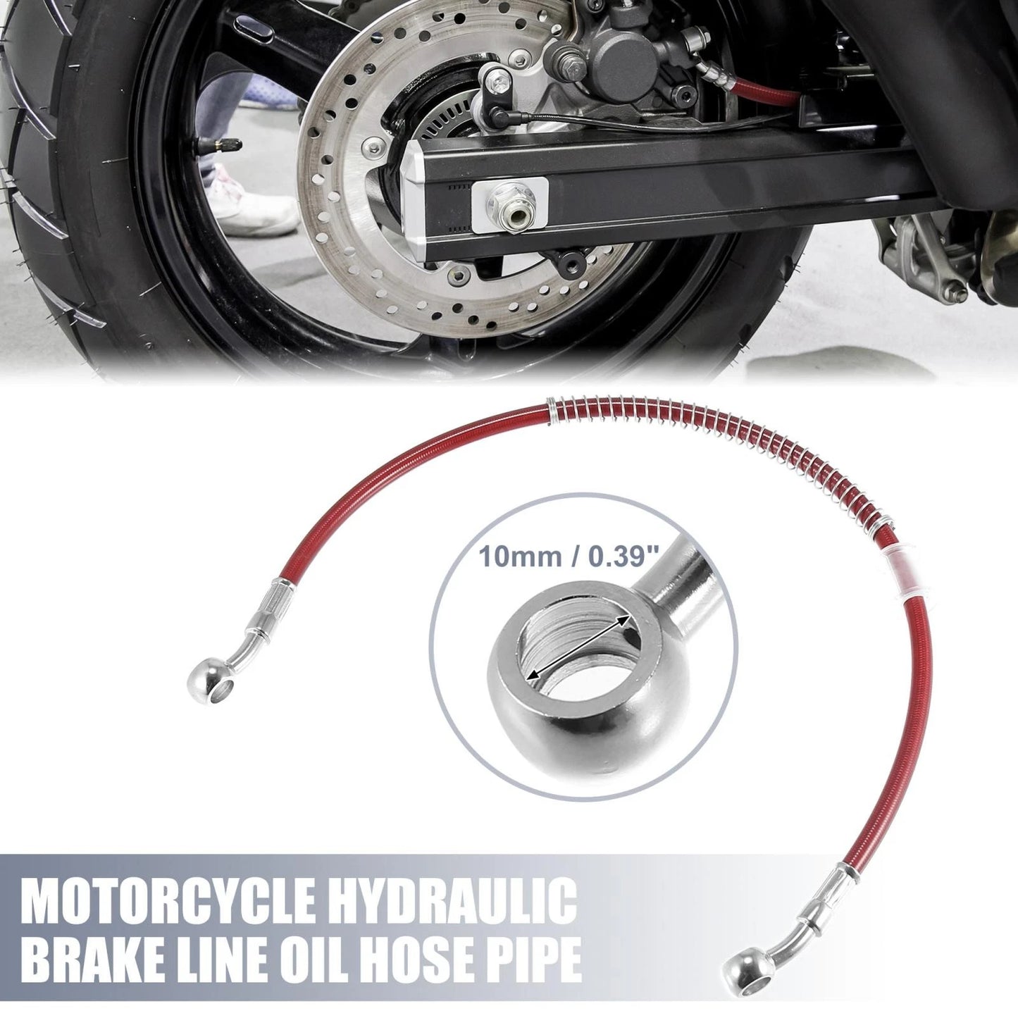 Hydraulic Brake Line / 10mm / Oil Hose Pipe Stainless Steel Red for Motorcycle