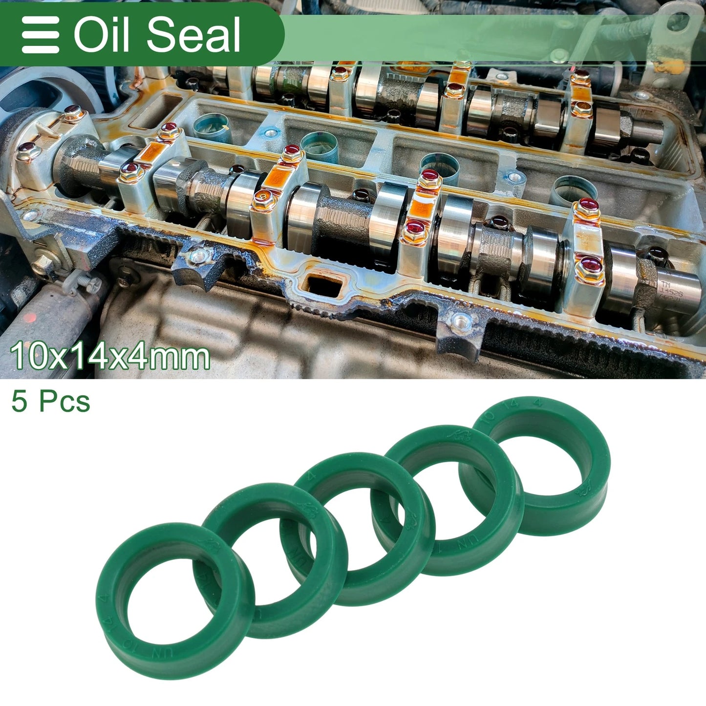 Oil Seal Rotary Shaft Seal TPU 10x14x4mm Green 5 Pcs
