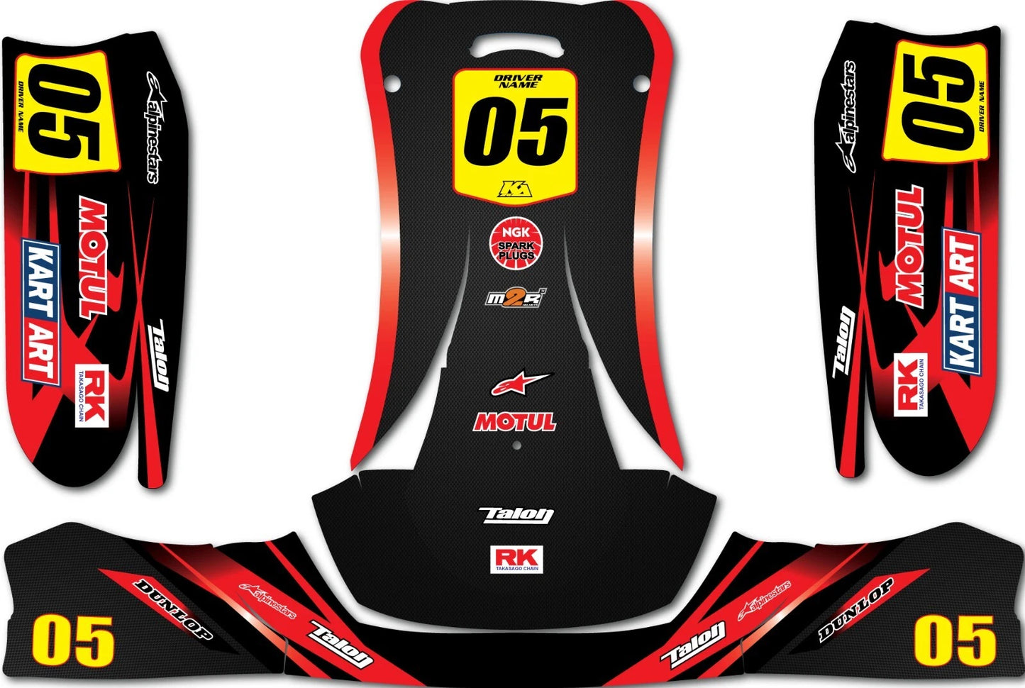 KG 508 Kart Art Thunder Style Graphics Decals Sticker Kit