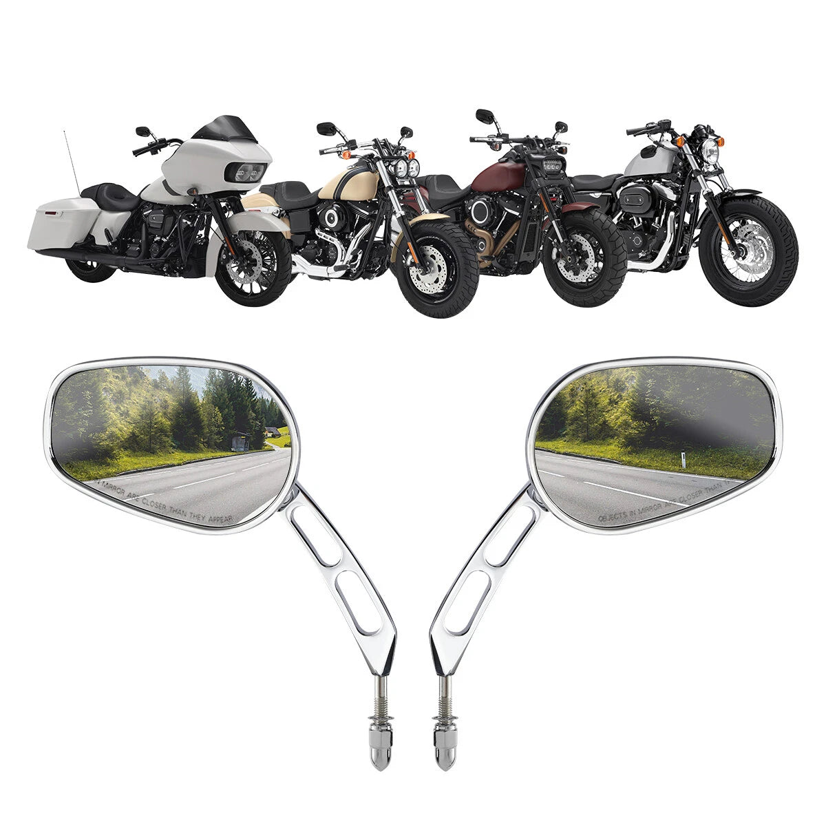 Chrome Rear View Mirrors for Harley Touring Road Electra Street Glide (1994-2022)