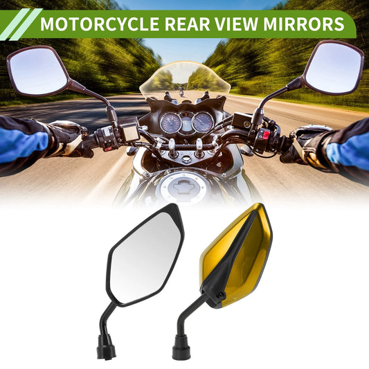 Rear View Mirrors Leaf Shape Gold Tone Iron Plastic 1 Set for M10 Motorcycle