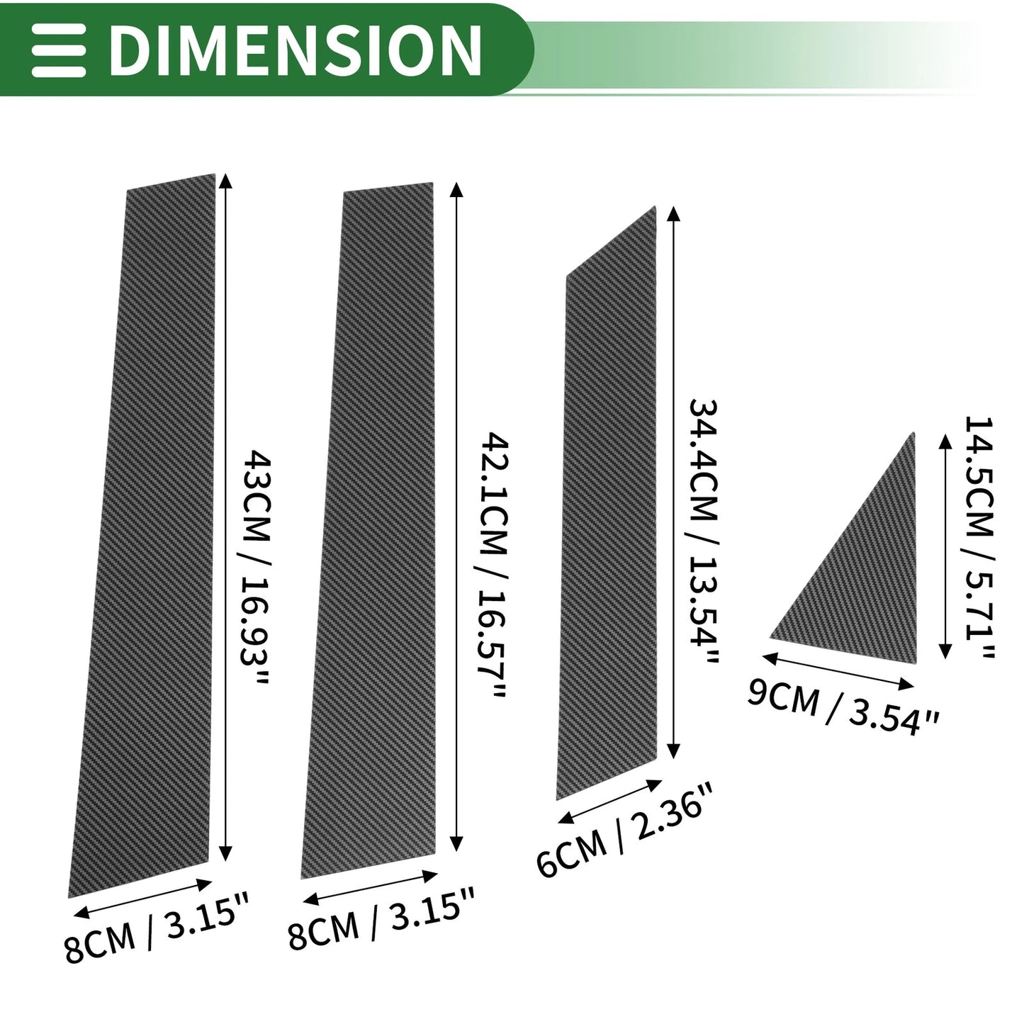 8 Pcs Door Pillar Window Trim for Infiniti EX35 (2008 - 2015) Carbon Fiber
