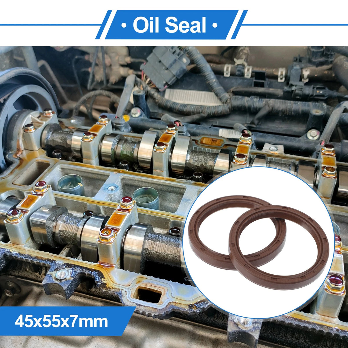 Oil Seal 45x55x7mm FKM Brown 2 x Pcs