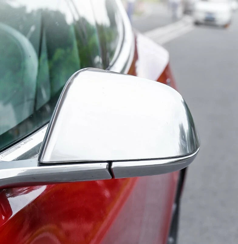 Chrome Side Rearview Mirror Cover Trim for Tesla Model Y (2020-2023) 2 x ABS