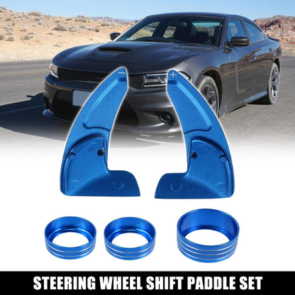 Blue Steering Paddle Shifter Cover Ring Trim AC Volume for Dodge Charger
