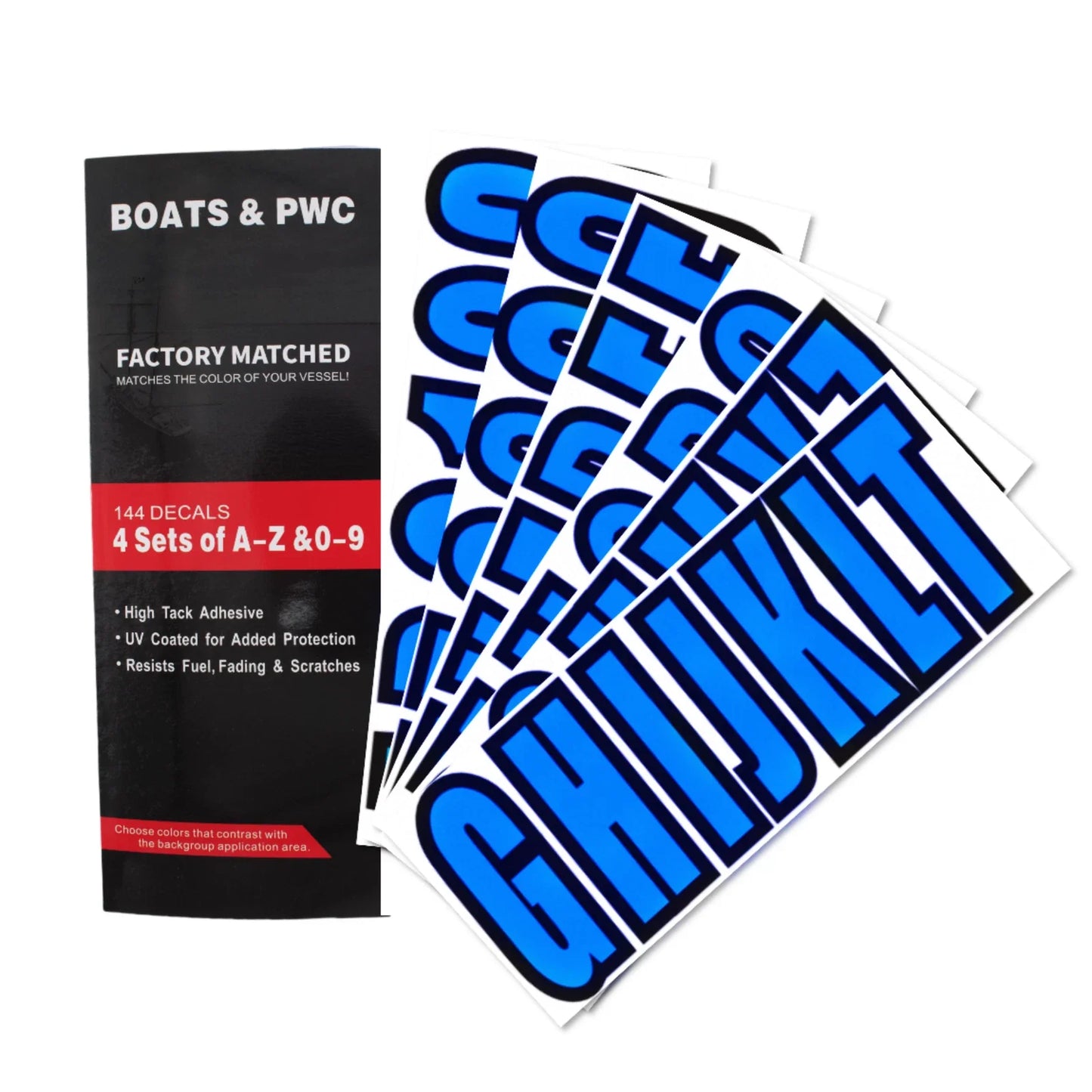 Boat Registration Blue Decals Sticker Set A-Z & 0-9 for All Boats