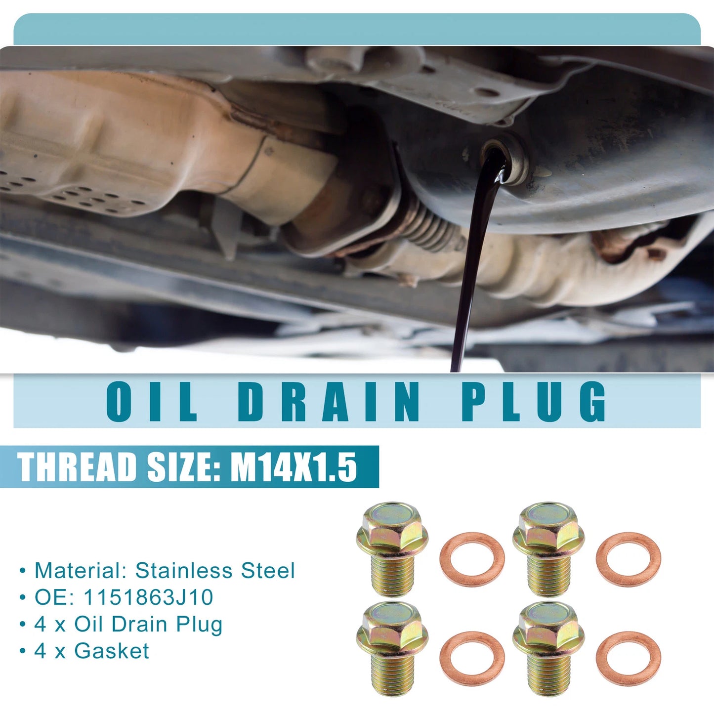 4 x Engine Oil Drain Plug Bolt for Suzuki SJ410 (1981-1984)