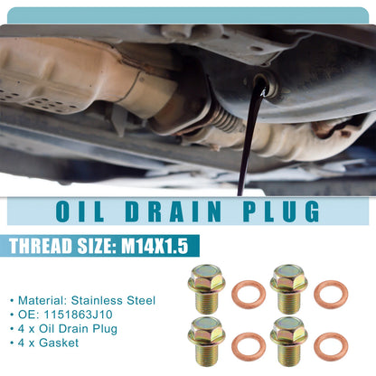 4 x Engine Oil Drain Plug Bolt for Suzuki SJ410 (1981-1984)