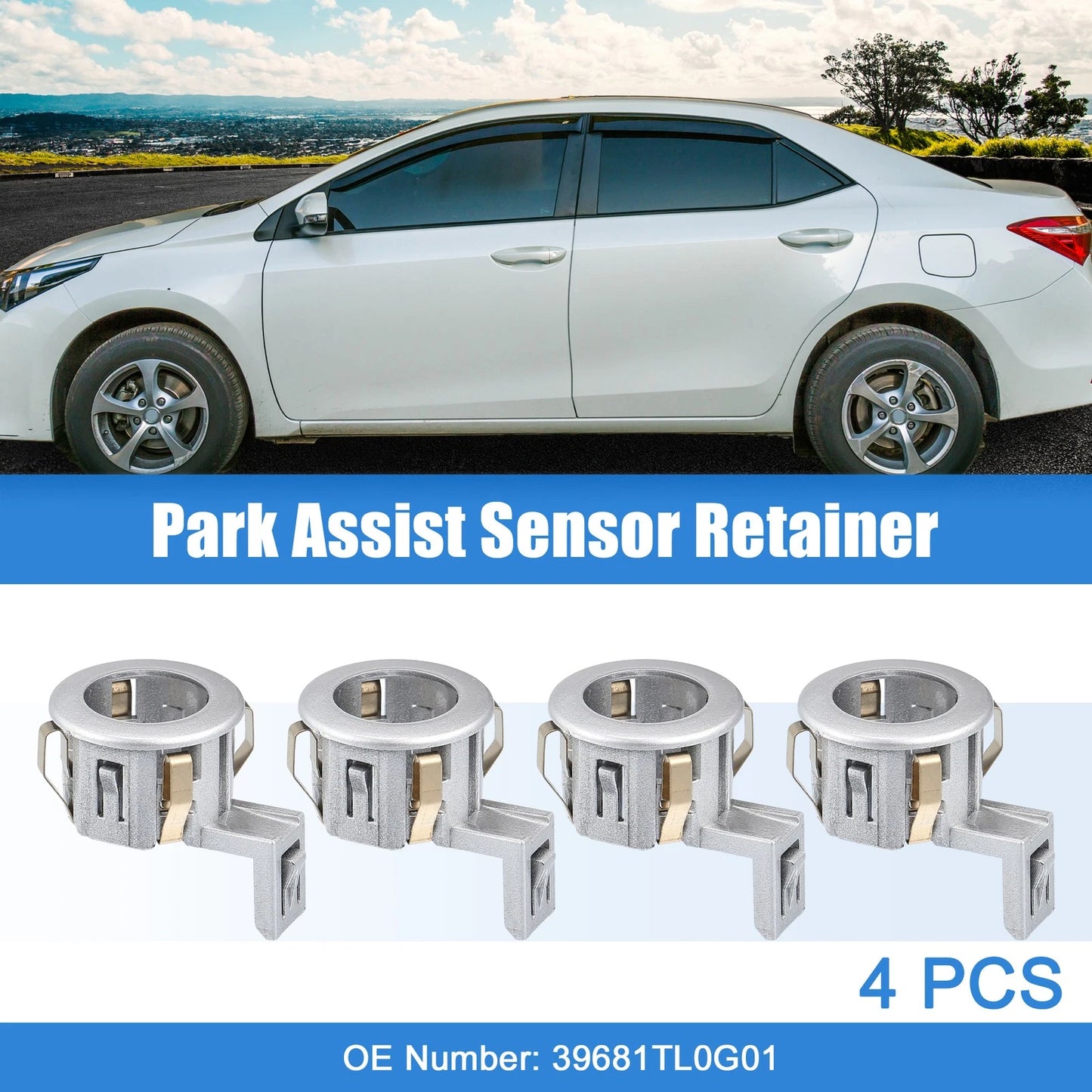 4 x Parking Sensor Retainer Holders for Honda Odyssey (2011-2017) Silver Tone