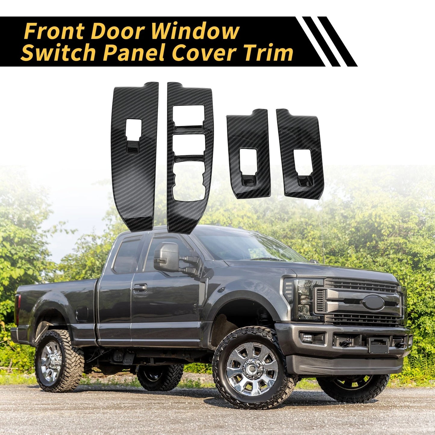 Carbon Fiber Front Door Window Switch Panel Set for Ford Maverick (2022-2024)